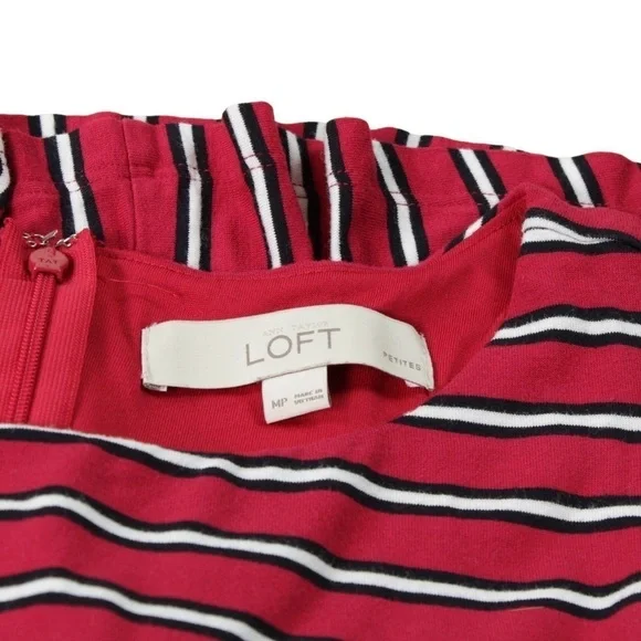 Ann Taylor Loft Women's Red, Black & Red Sleeveless Striped Dress Size MP - Picture 11 of 11